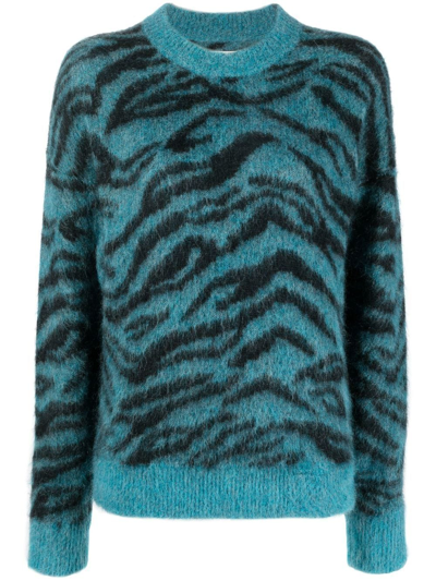 Zadig & Voltaire Zebra-pattern Knitted Jumper In Blue