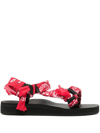 Arizona Love Trekky Bandana-print Flat Sandals In Red Bandana - Red Bandana