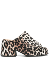 Ganni Retro 90 Leopard-print Satin Platform Mules In 943 - Leopard