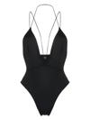 St Agni X Ziah Jagger Deep-v Swimsuit In Black