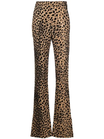 Genny Leopard-print Flared Trousers In Yellow