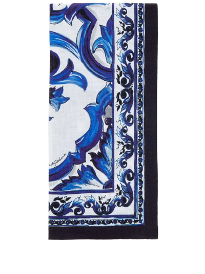 Dolce & Gabbana Set Of Two Linen Napkins In Blue