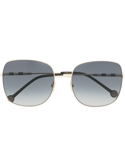 Carolina Herrera Square-frame Tinted Sunglasses In Gold