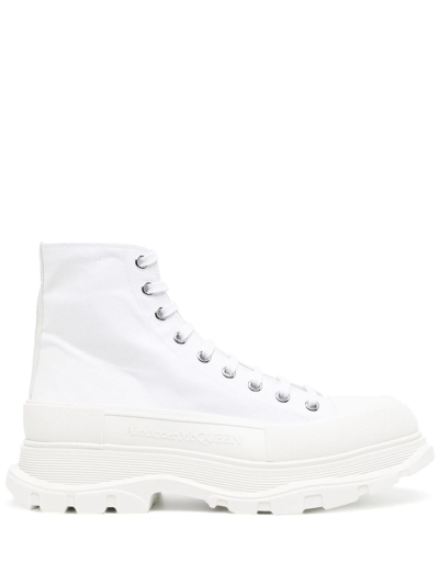 Alexander Mcqueen Ankle Lace-up Fastening Boots In White