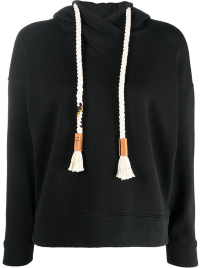 Forte Forte Rope-drawstring Cotton Hoodie In Schwarz