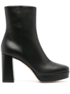 Gianvito Rossi Leather Platform Ankle Boots In Nero - Black
