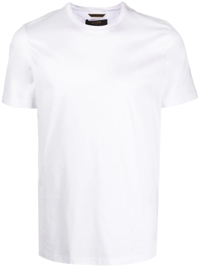 Moorer Short-sleeve Cotton T-shirt In Weiss