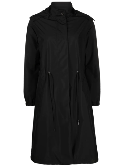 Moorer Drawstring Hooded Parka Coat In Schwarz