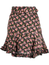 BYTIMO FLORAL-PRINT BELTED WAIST SKIRT