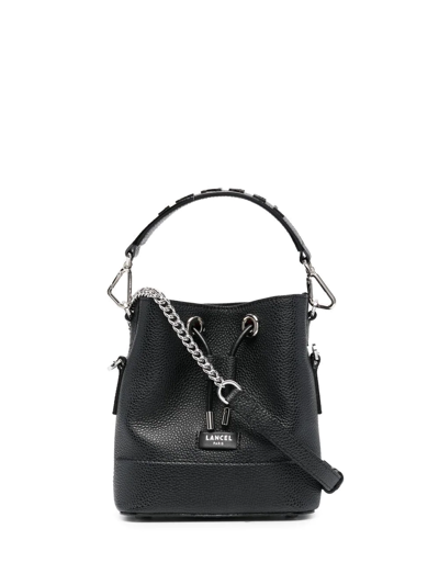 Lancel Mini Leather Bucket Bag In Schwarz