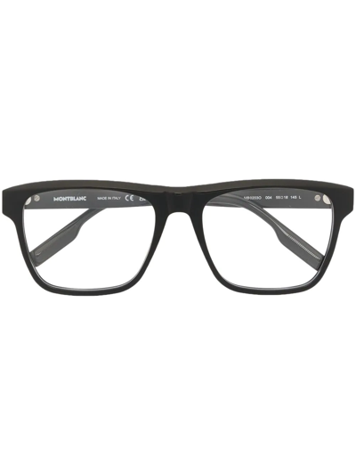 Montblanc Rectangle Frame Glasses In Black Modesens 0821