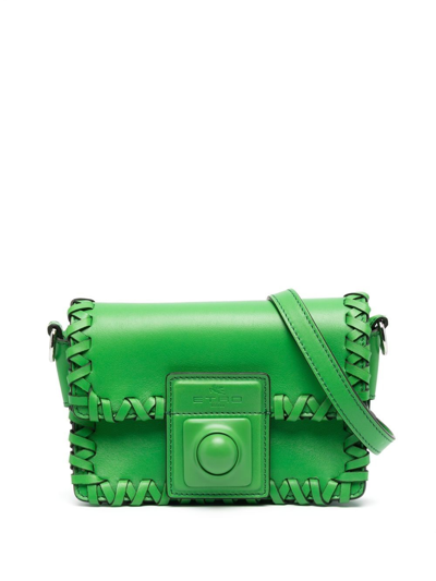 Etro Whipstitch-trim Flap Crossbody Bag In Grün