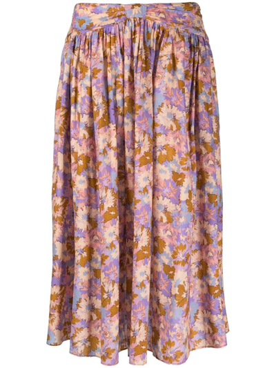 Zimmermann Floral-printed Twist Waist Midi Skirt In Multi-colored