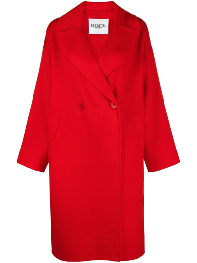 Essentiel Antwerp Antwerp - Red Double-breasted Wool-blend Coat