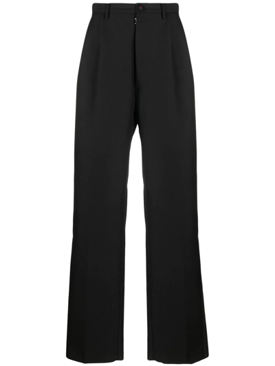 Maison Margiela Jet Black Wool-mohair-silk Blend Trousers In Nero