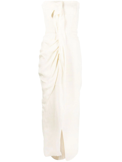 Maticevski Strapless Draped Floor-length Dress In Nude