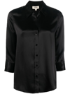 L Agence Aoki Three-quarter Sleeve Silk Blouse In Schwarz