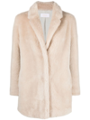 Yves Salomon Shearling-trim Single-breasted Coat In Nude