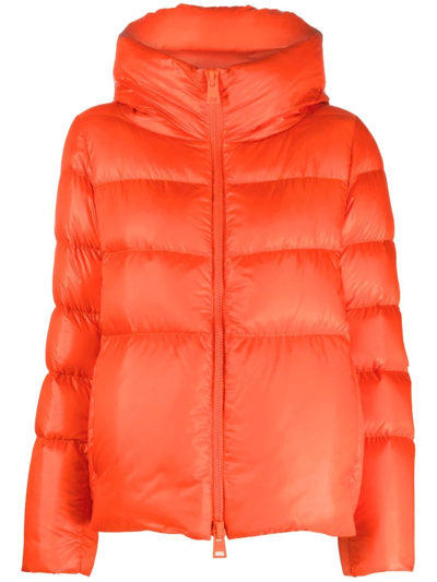 Herno Globe Padded Bomber Jacket In Coral