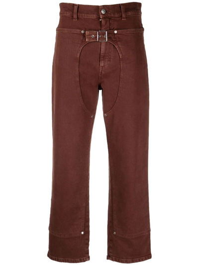 Stella Mccartney Workwear Cropped Denim Pants In Brown