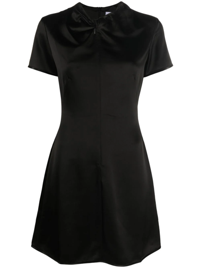 Proenza Schouler White Label Ruched Satin Mini Dress In Black