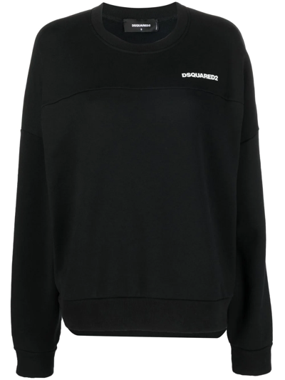 Dsquared2 Logo-printed Drop Shoulder Sweatshirt In Black