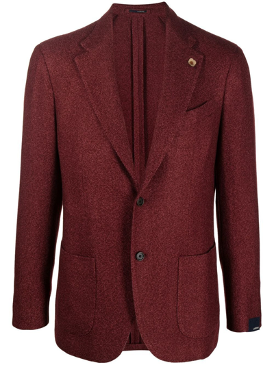 Lardini 羊绒真丝混纺单排扣西装夹克 In Red