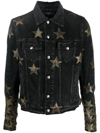 Amiri Chemist Leather-appliquéd Denim Jacket In Schwarz