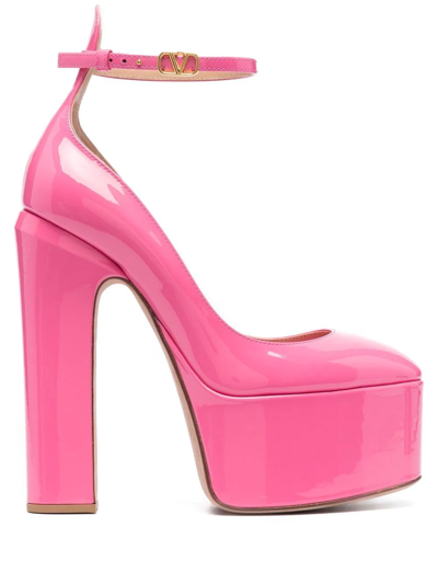 Valentino Garavani Tan-go 155 Leather Platform Pumps In Pink | ModeSens