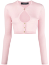 VERSACE CUT-OUT DETAIL CROPPED CARDIGAN