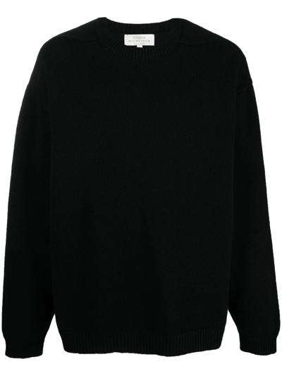 Studio Nicholson Crew-neck Lambswool Jumper In Schwarz