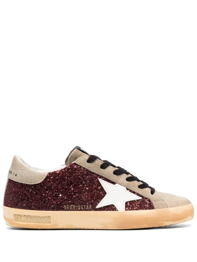 Golden Goose Super-star Glitter Sneakers In Burgundy