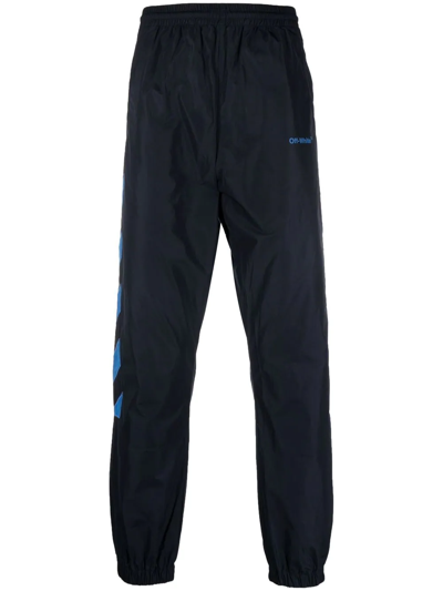 Off-white Logo Print Track Pants In Blau