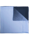 Ferragamo Gancini-print Fringe Scarf In Blau