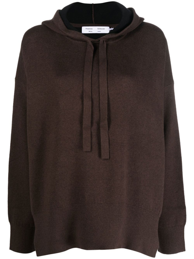 Proenza Schouler White Label Drop Shoulder Knitted Hoodie In Brown