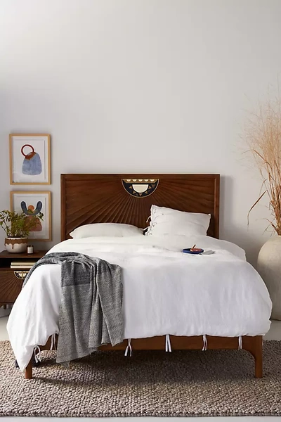 Anthropologie Starburst Wooden King-sized Bed Frame In Brown