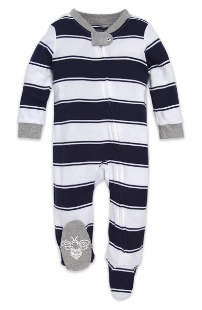 Burt's Bees Baby Babies' Burts Bees Rugby Peace Stripe Sleerper In Midnight