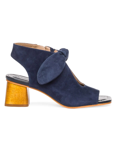 Bernardo Lizzie Suede Knot Zip Sandals In Navy