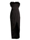 Aidan Mattox Feather Trim Strapless High-low Gown In Black