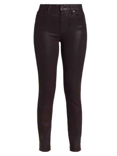 Paige Hoxton Coated Skinny Ankle Jeans In Black