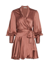 Zimmermann Silk Wrap V-neck Minidress In Rose