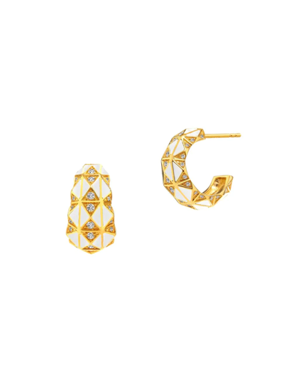 Syna Women's Geometrix 18k Gold, Diamond & Enamel Hoop Earrings