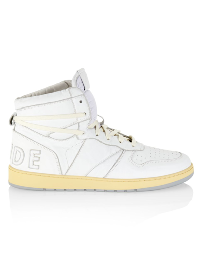 Rhude Men's Rhecess Tonal Leather High-top Sneakers In White