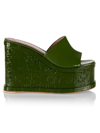 Haus Of Honey Lacquer Doll Mule Platform Sandals In Dark Green Patent