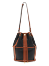Ulla Johnson Willow Caged Leather Bucket Bag In Noir Colorblock