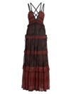 ULLA JOHNSON WOMEN'S AGATHE PRINTED TIERED STRAPPY GOWN