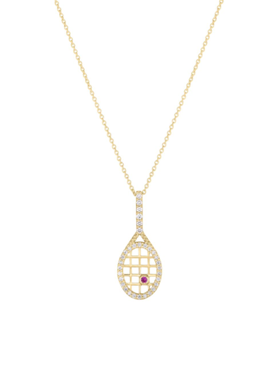 Roberto Coin Women's Tiny Treasures 18k Gold, Diamond & Ruby Tennis Racket Necklace In Yellow Gold