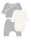 PETIT BATEAU BABY'S 3-PIECE STRIPED TOP, PANTS & BODYSUIT SET