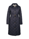 Barbour Cordelia Quilted Longline Jacket In Midnight Rosewood Tartan