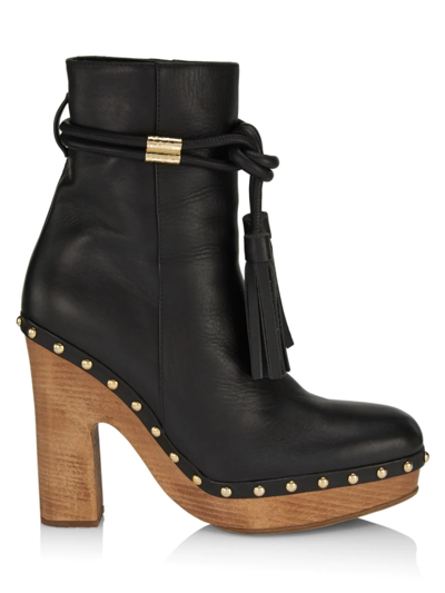 Ulla Johnson Norah Tassel Leather Ankle Boots In Black